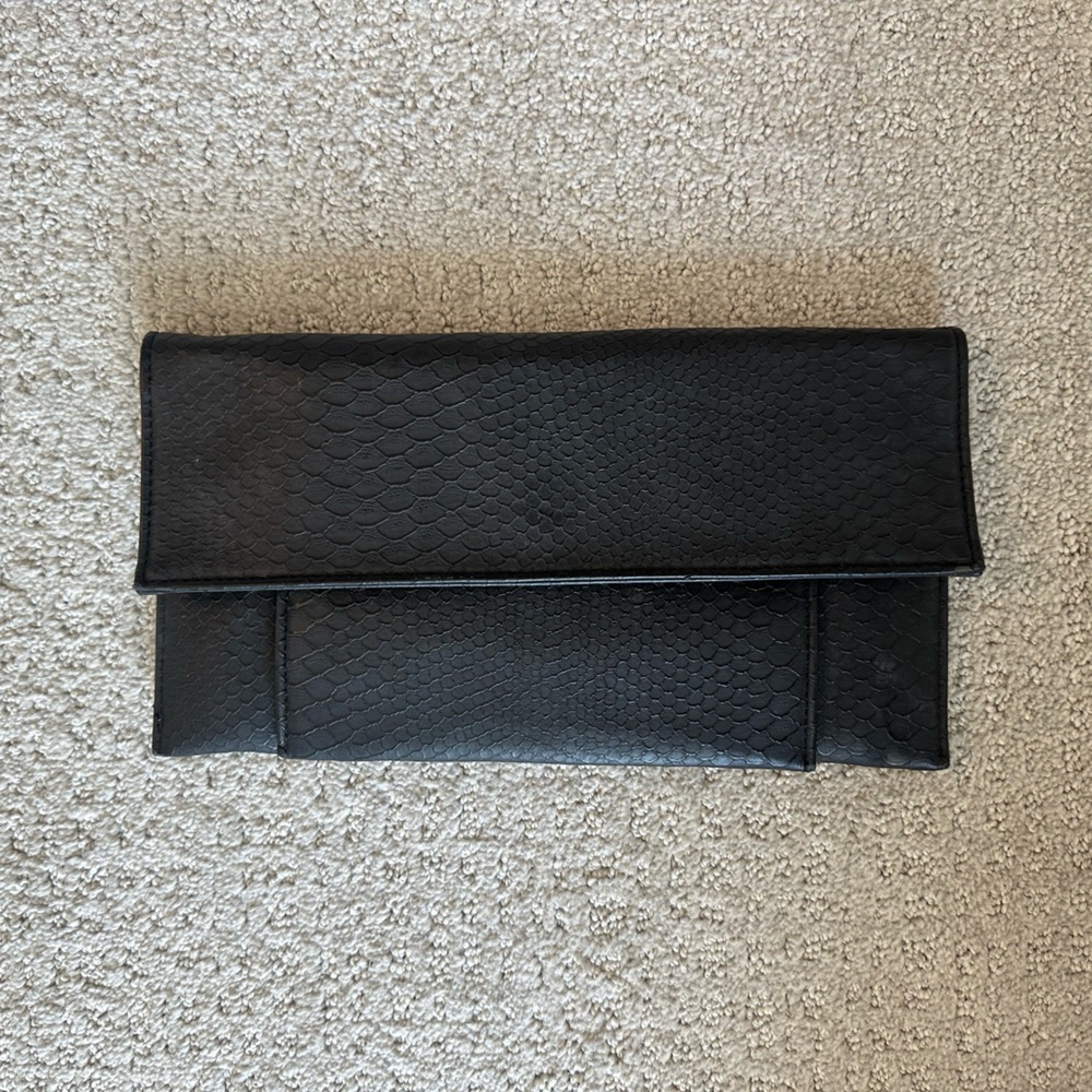 Klutch black snakeskin CLUTCH or PURSE - removable strap and magnetic close